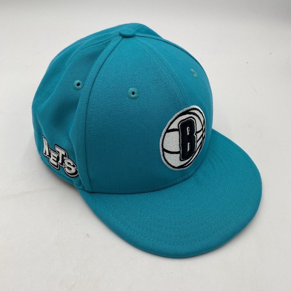 Brooklyn Nets Hat Teal‎ New Era 59Fifty Fitted Hat 7 3/4 Cleaned See Pics